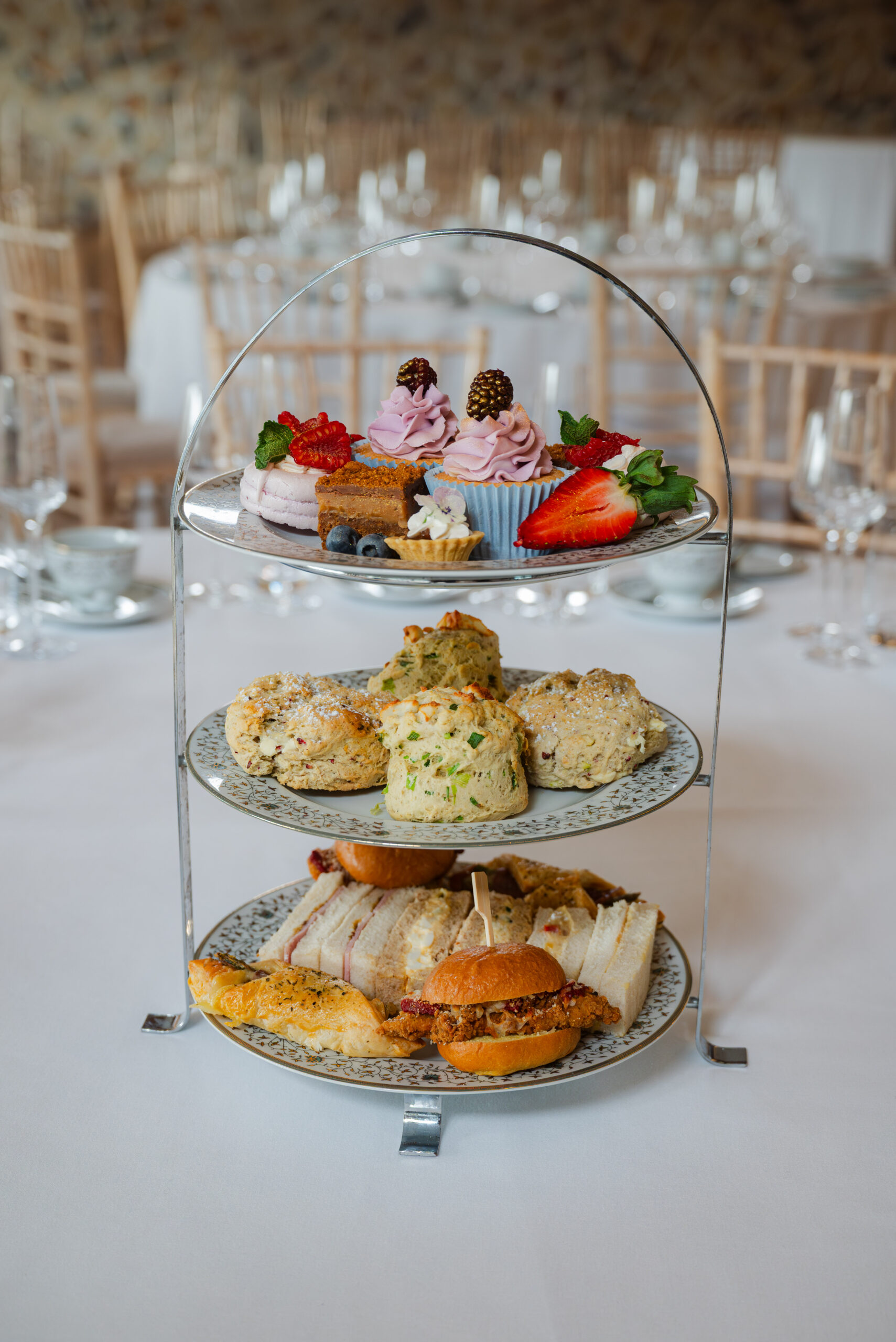 Afternoon Tea near Norwich — classic sandwiches, scones and cakes at Glen Lodge with views across the golf course.